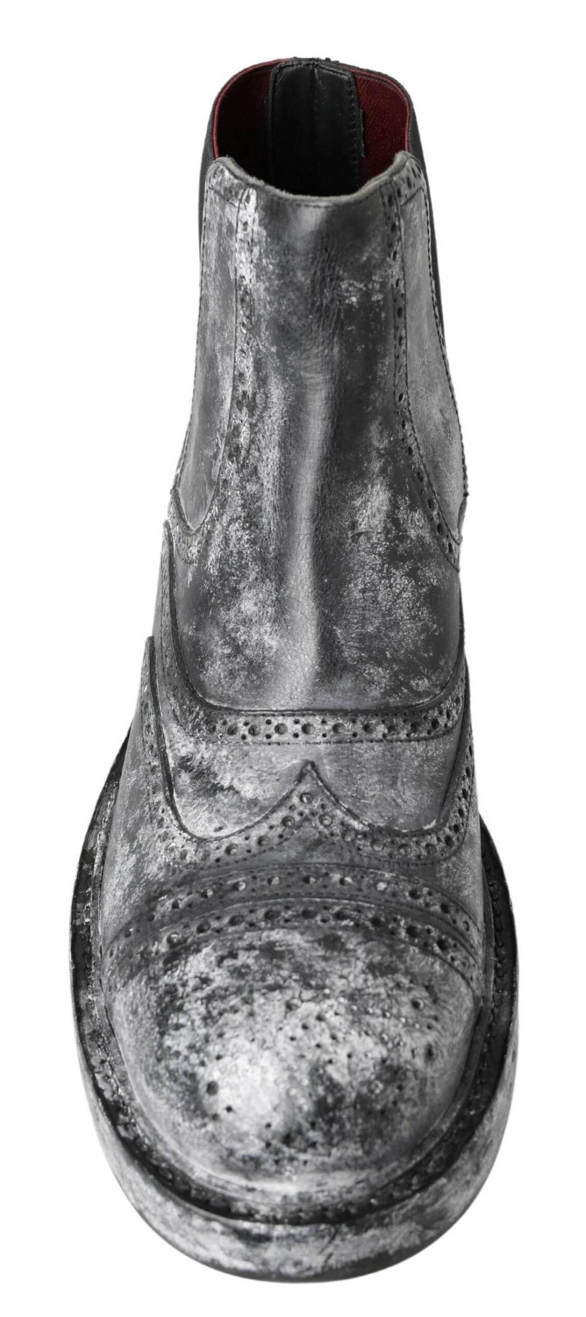 Dolce & Gabbana Elegant Black Faded Chelsea Ankle Boots - Hilstor