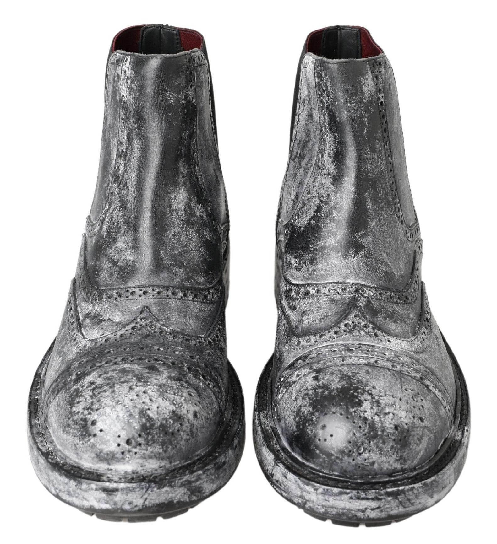 Dolce & Gabbana Elegant Black Faded Chelsea Ankle Boots - Hilstor