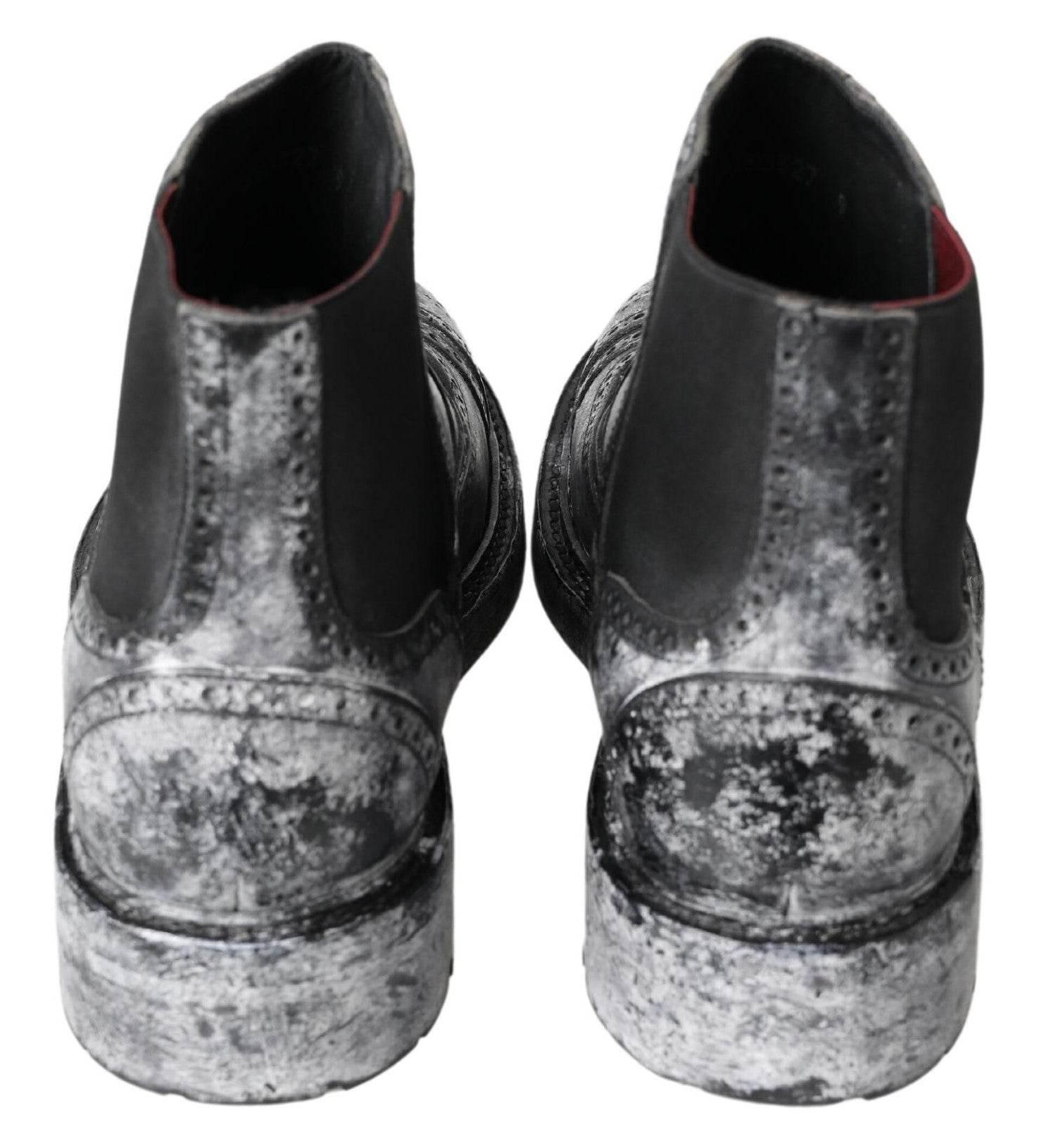 Dolce & Gabbana Elegant Black Faded Chelsea Ankle Boots - Hilstor