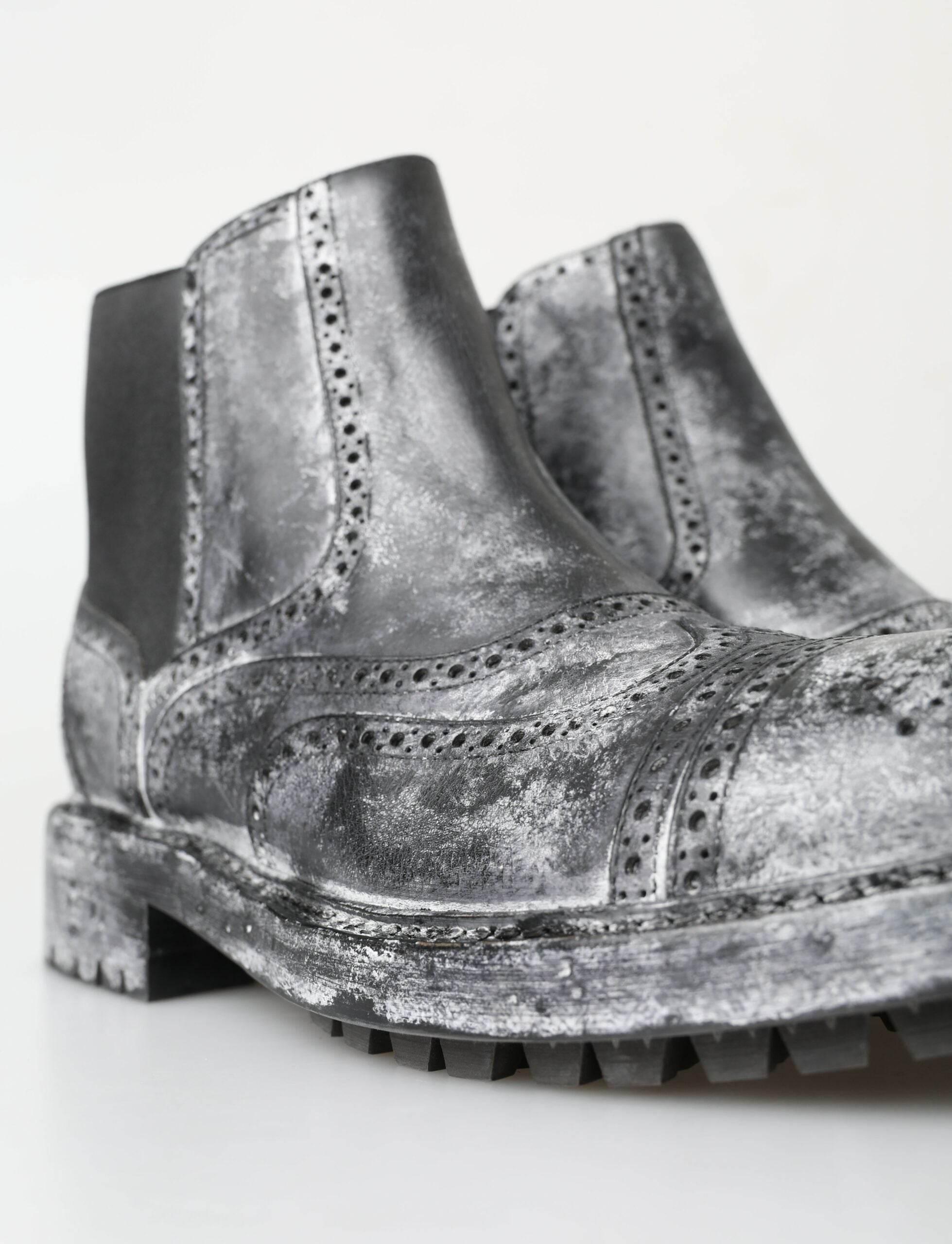 Dolce & Gabbana Elegant Black Faded Chelsea Ankle Boots - Hilstor