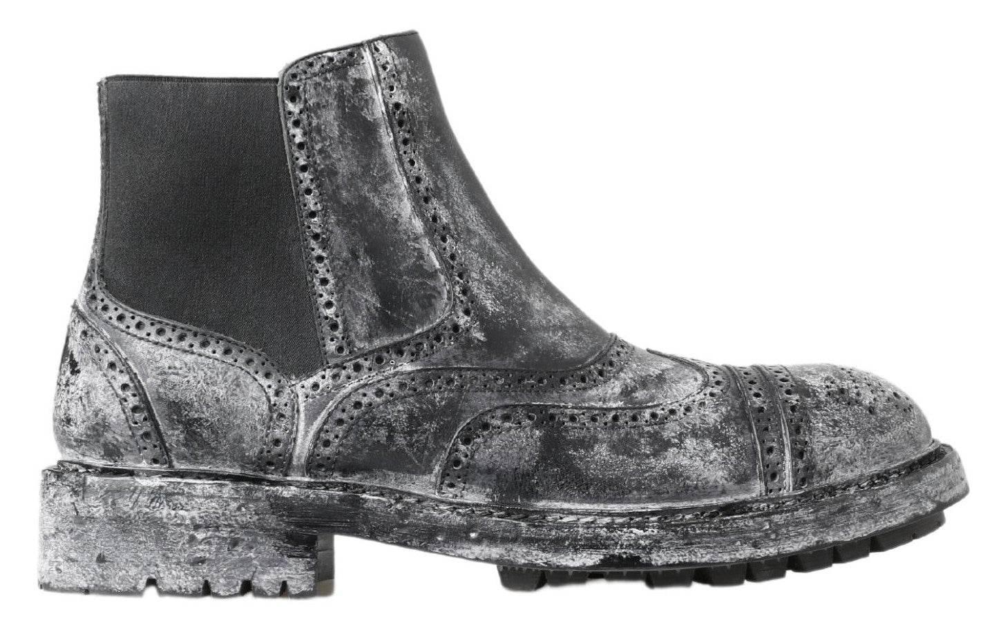 Dolce & Gabbana Elegant Black Faded Chelsea Ankle Boots - Hilstor