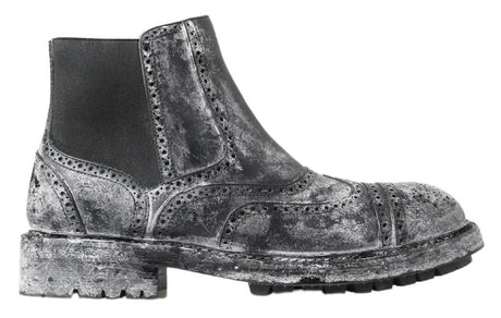 Dolce & Gabbana Elegant Black Faded Chelsea Ankle Boots - Hilstor