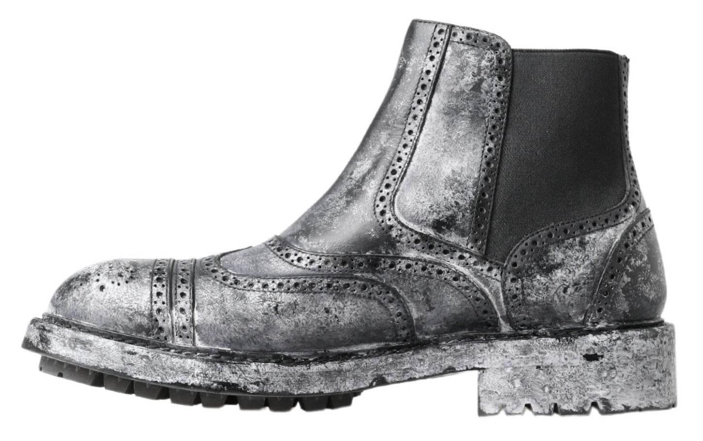 Dolce & Gabbana Elegant Black Faded Chelsea Ankle Boots - Hilstor