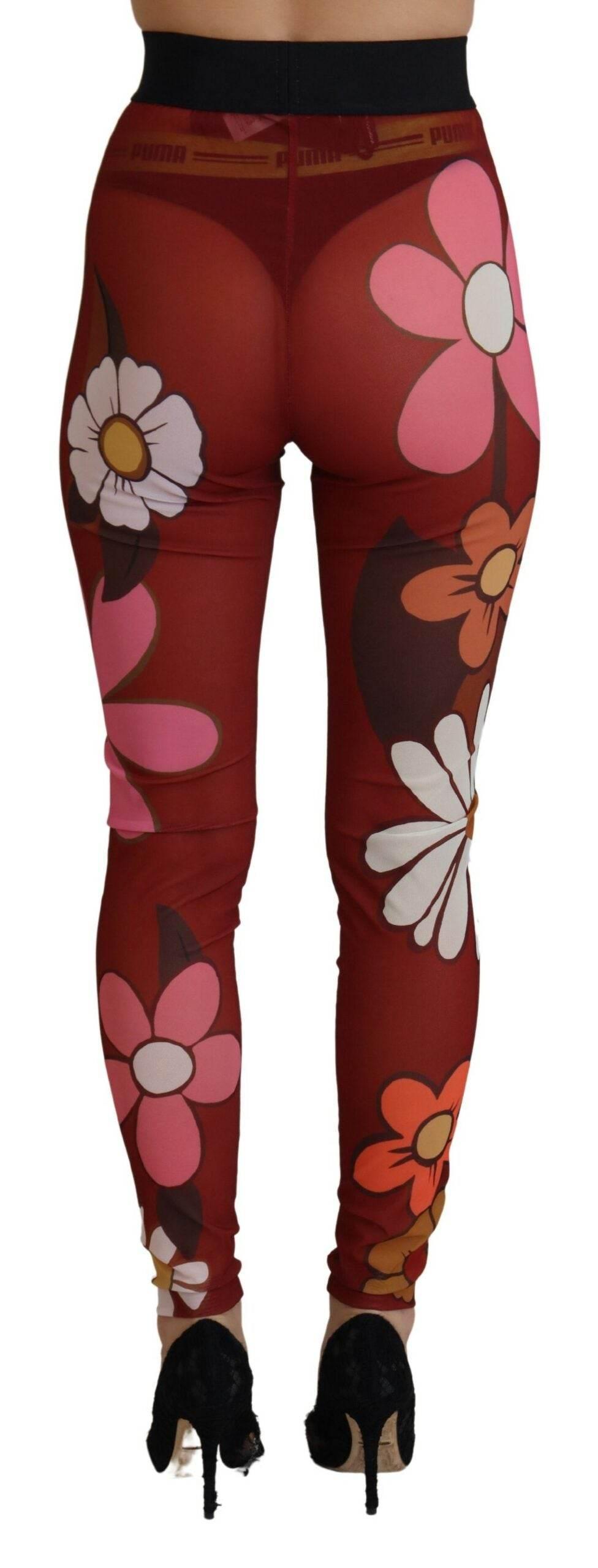 Dolce & Gabbana Floral Red High Waist Leggings - Hilstor