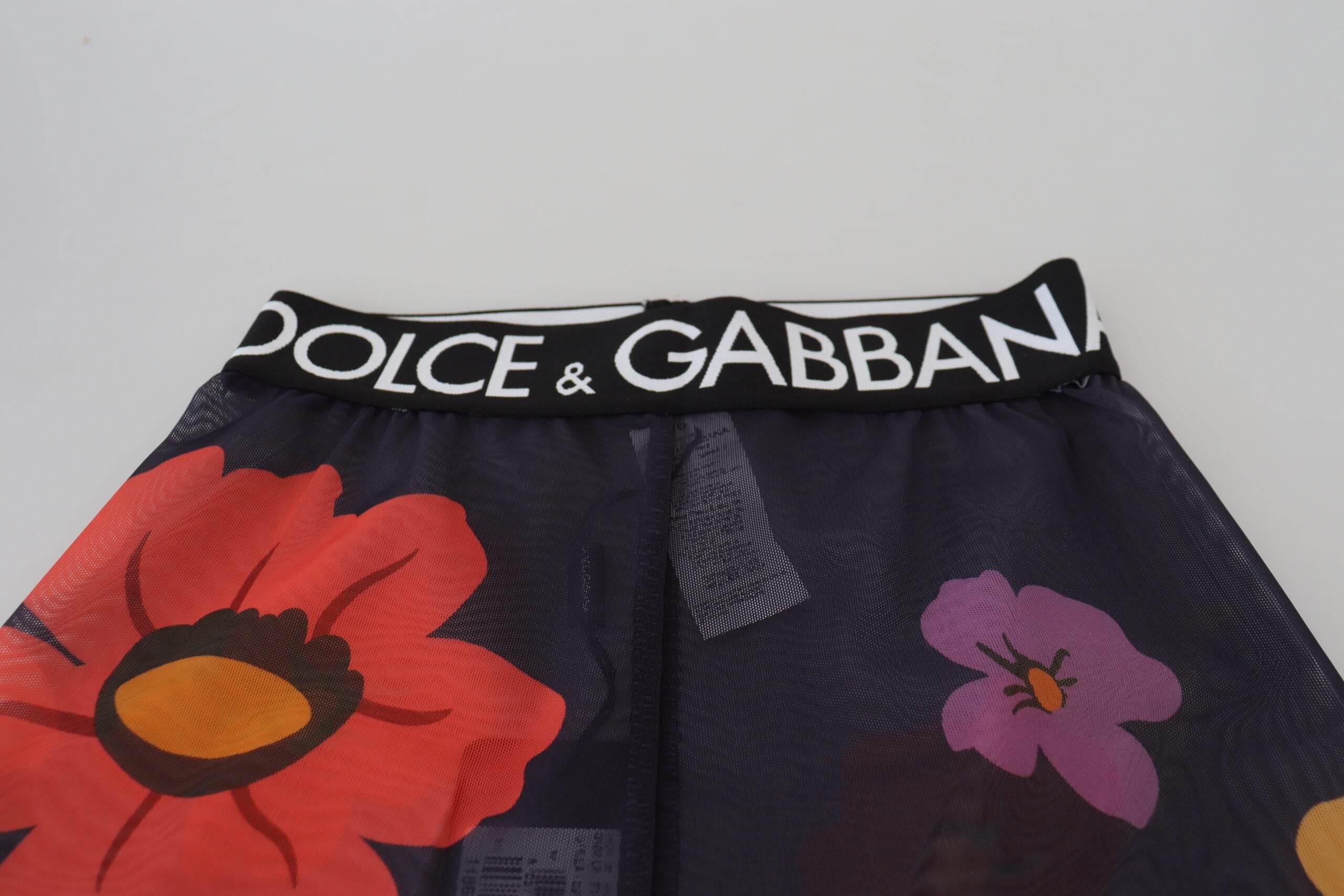 Dolce & Gabbana Black Floral Leggings Stretch Waist Pants - Hilstor
