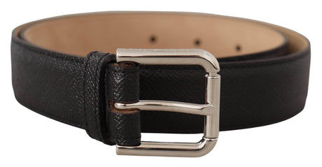 Dolce & Gabbana Black Calf Leather Brown Backend Metal Buckle Belt - Hilstor