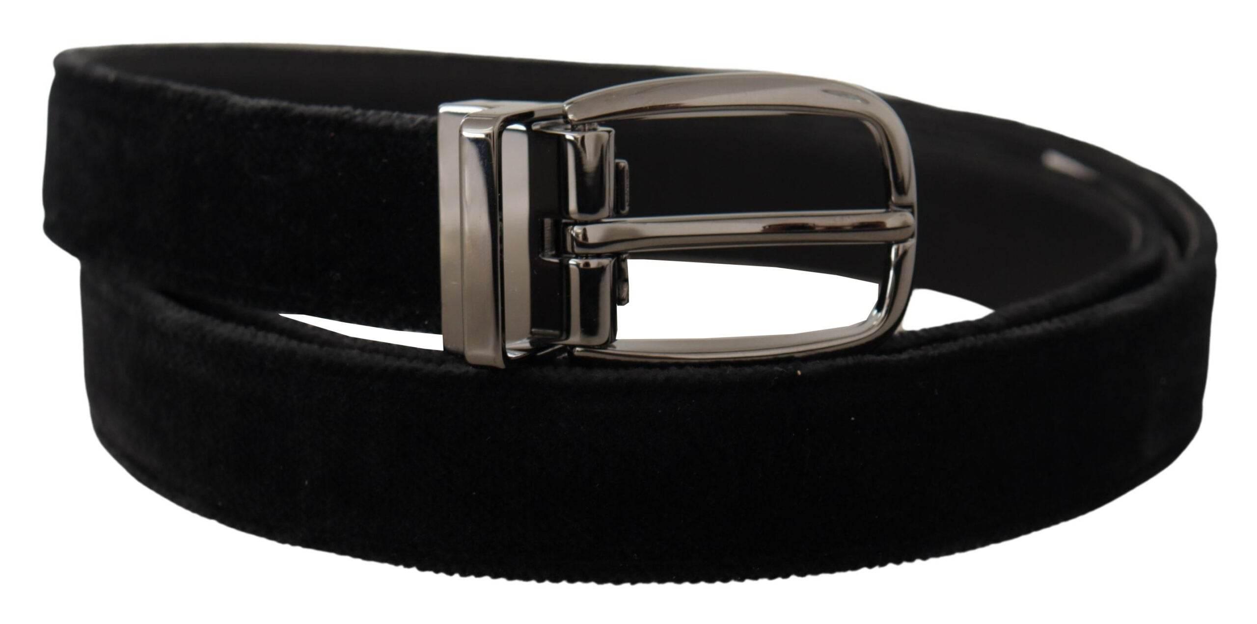 Dolce & Gabbana Elegant Black Velvet Designer Belt - Hilstor
