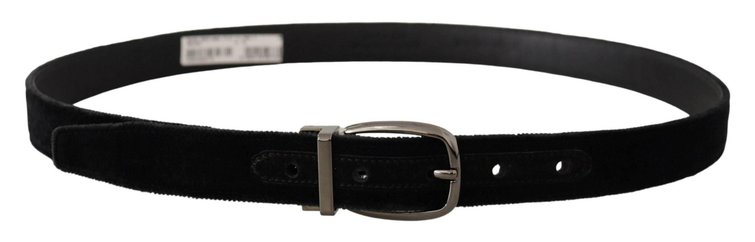 Dolce & Gabbana Elegant Black Velvet Designer Belt - Hilstor