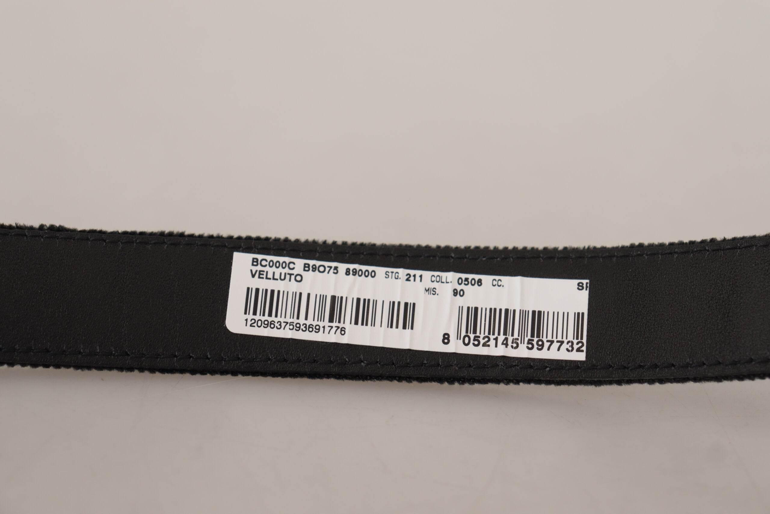Dolce & Gabbana Elegant Black Velvet Designer Belt - Hilstor