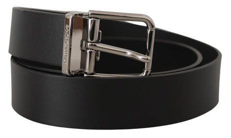 Dolce & Gabbana Black Casual Calf Leather Logo Metal Buckle Belt - Hilstor
