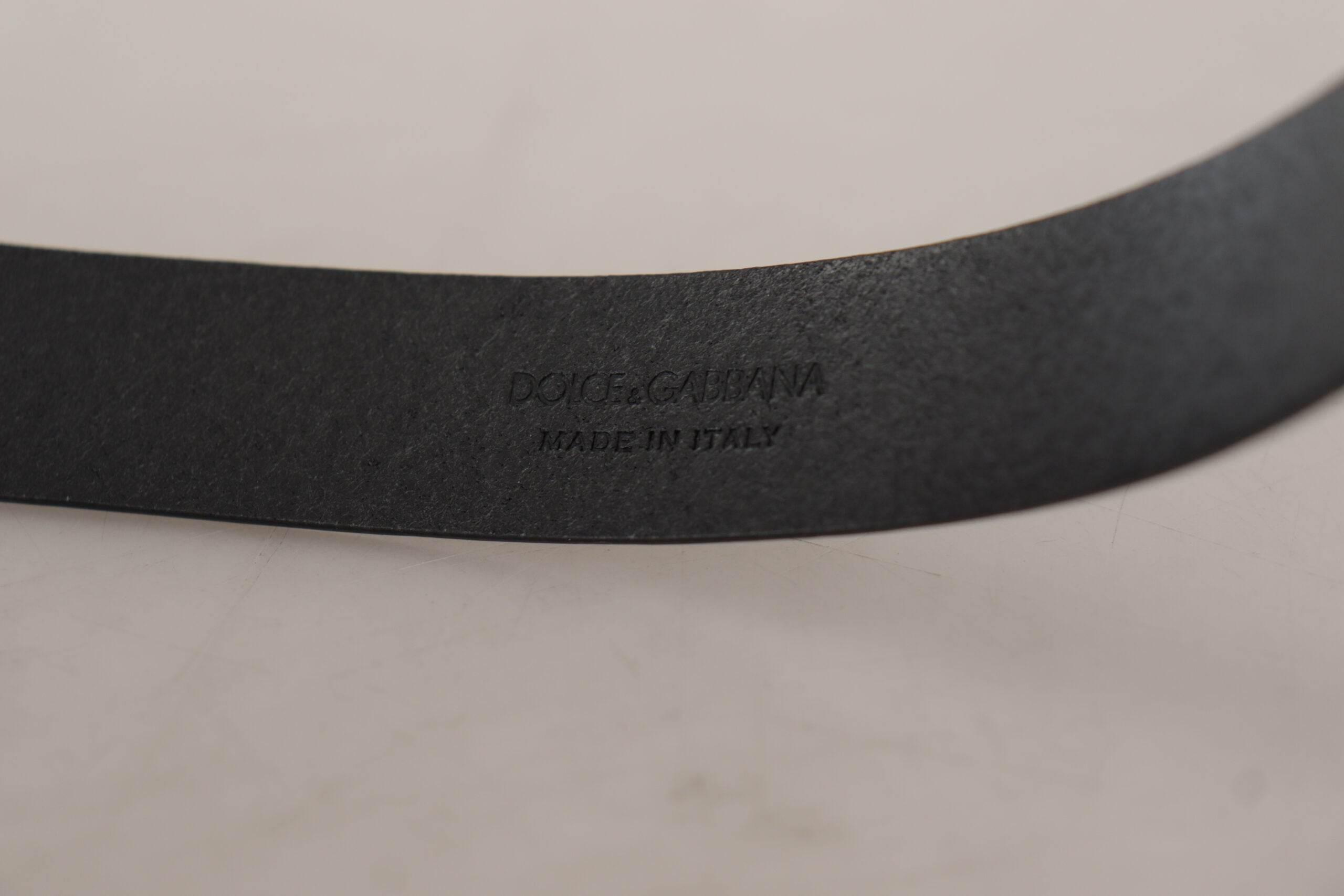 Dolce & Gabbana Black Calf Leather Classic Logo Metal Buckle Belt - Hilstor