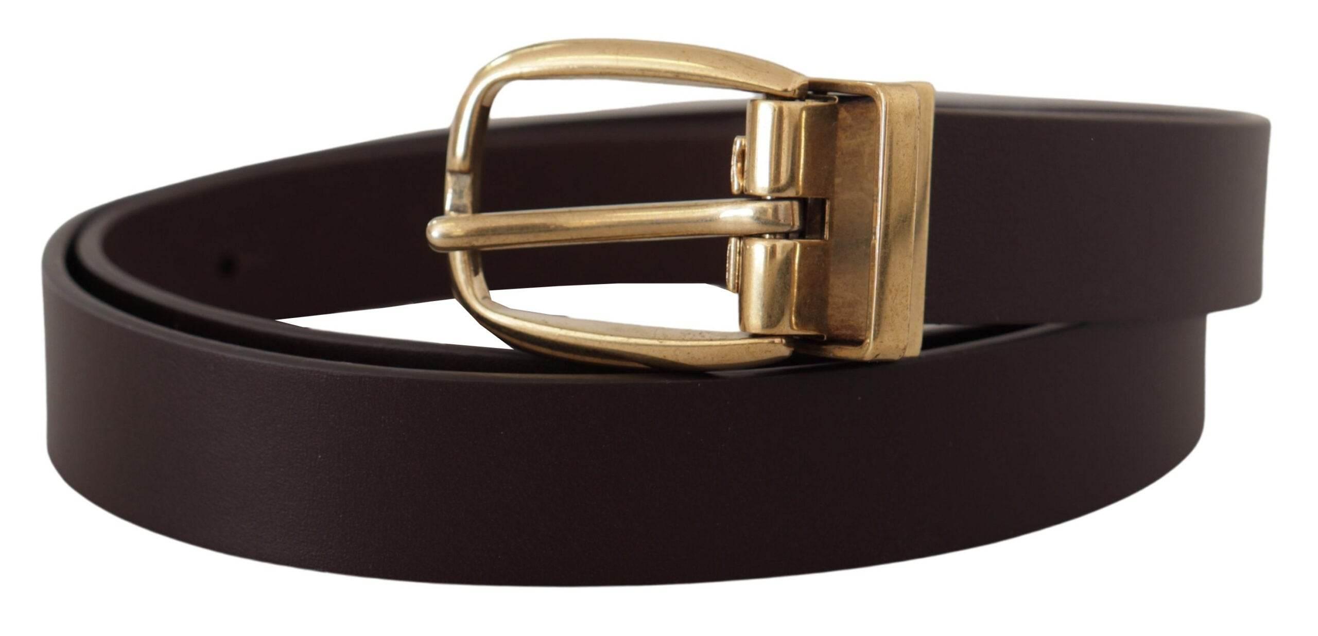Dolce & Gabbana Dark Brown Calf Leather Gold Tone Metal Buckle - Hilstor