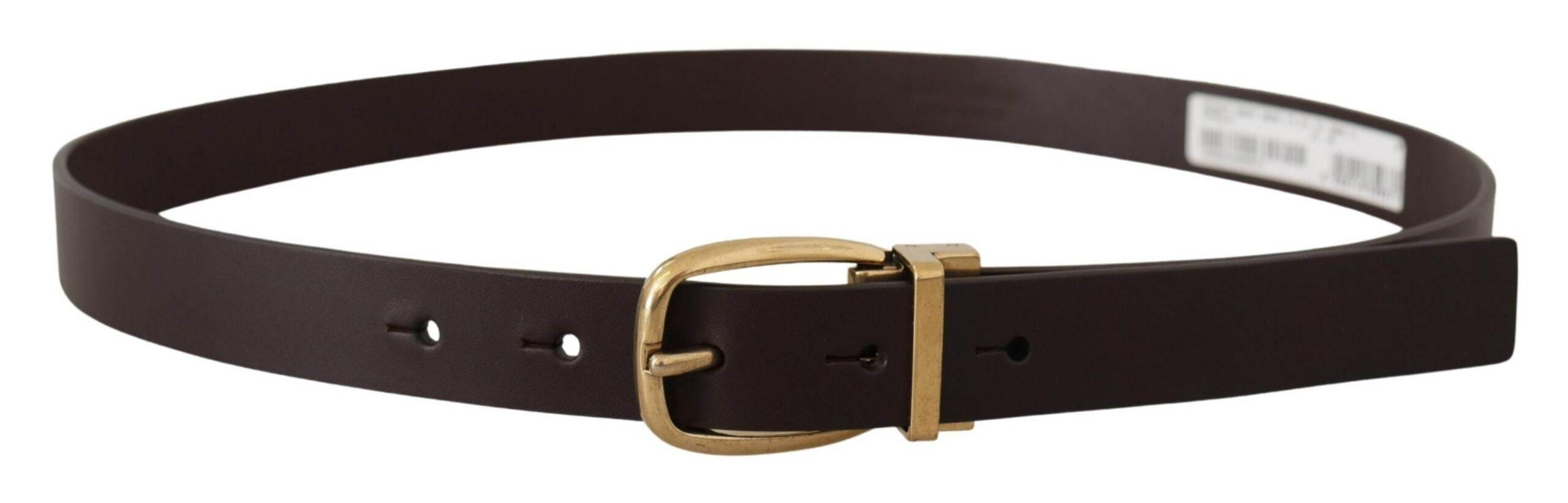 Dolce & Gabbana Dark Brown Calf Leather Gold Tone Metal Buckle - Hilstor