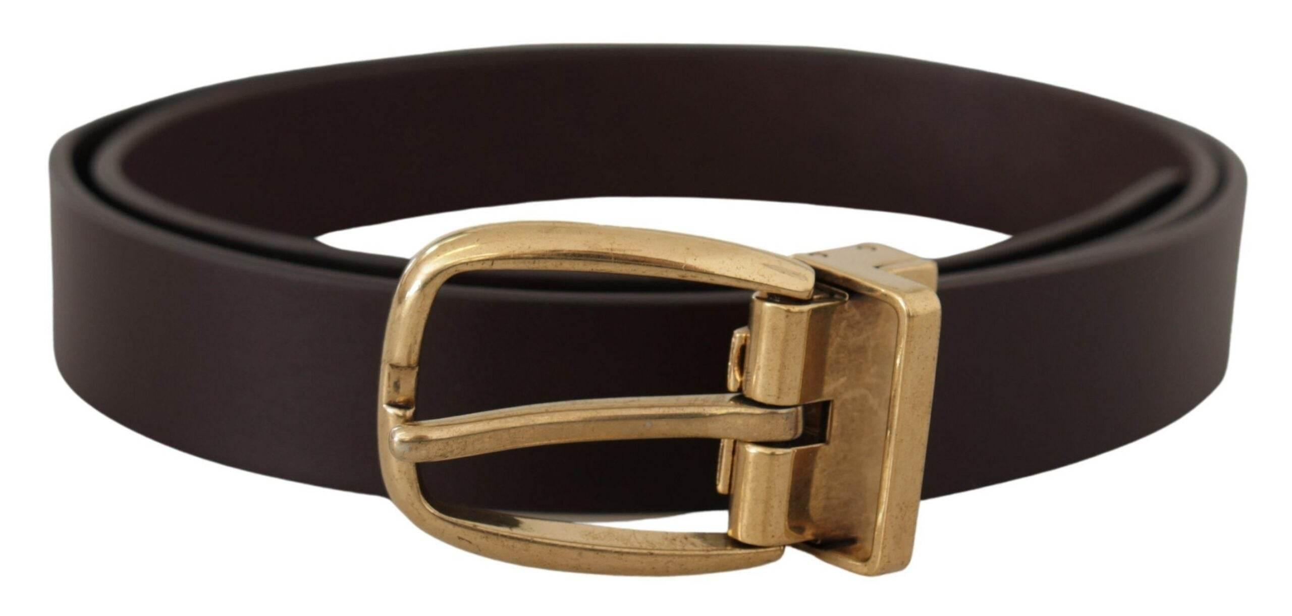 Dolce & Gabbana Dark Brown Calf Leather Gold Tone Metal Buckle - Hilstor