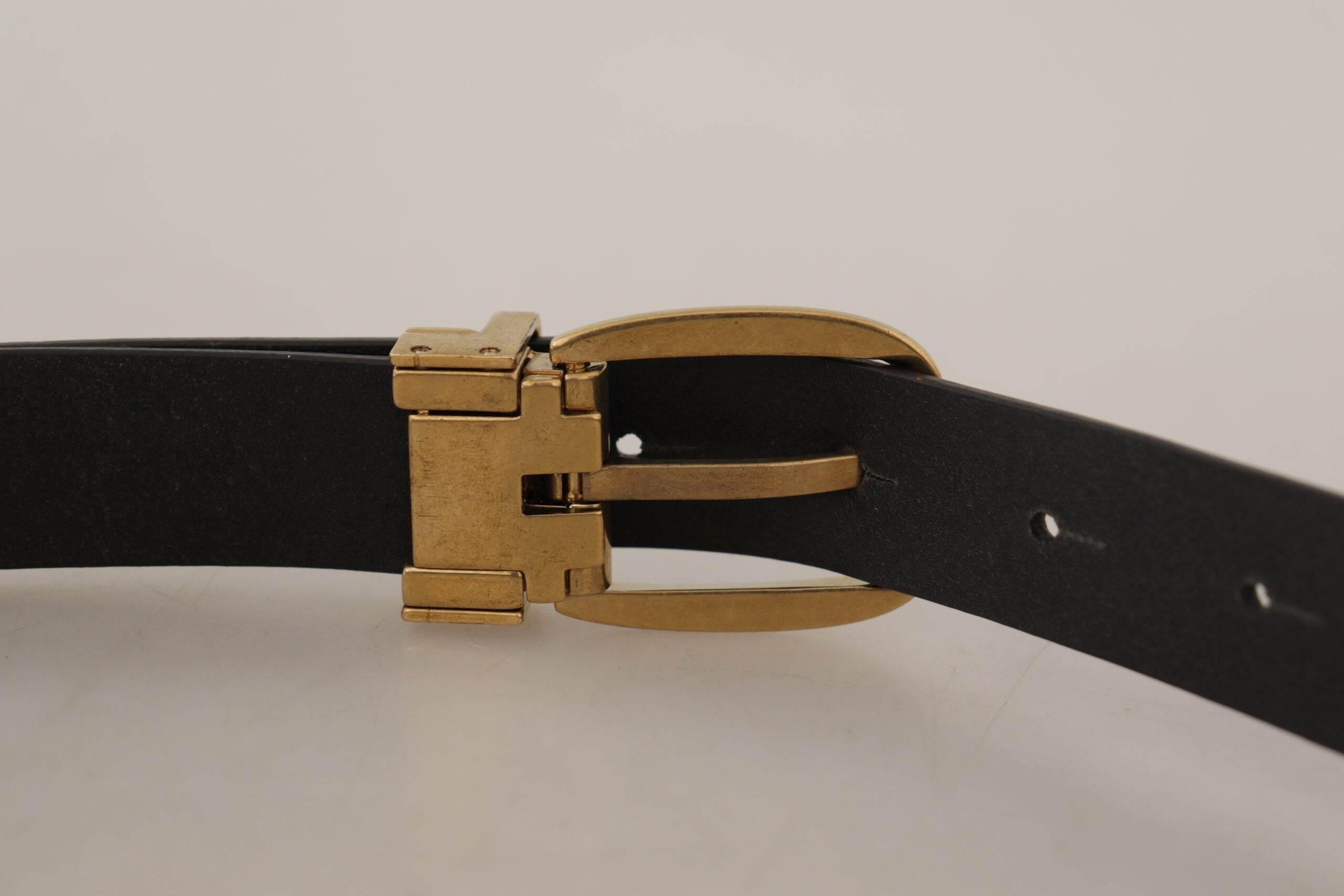 Dolce & Gabbana Brown Leather Classic Vintage Metal Buckle Belt - Hilstor