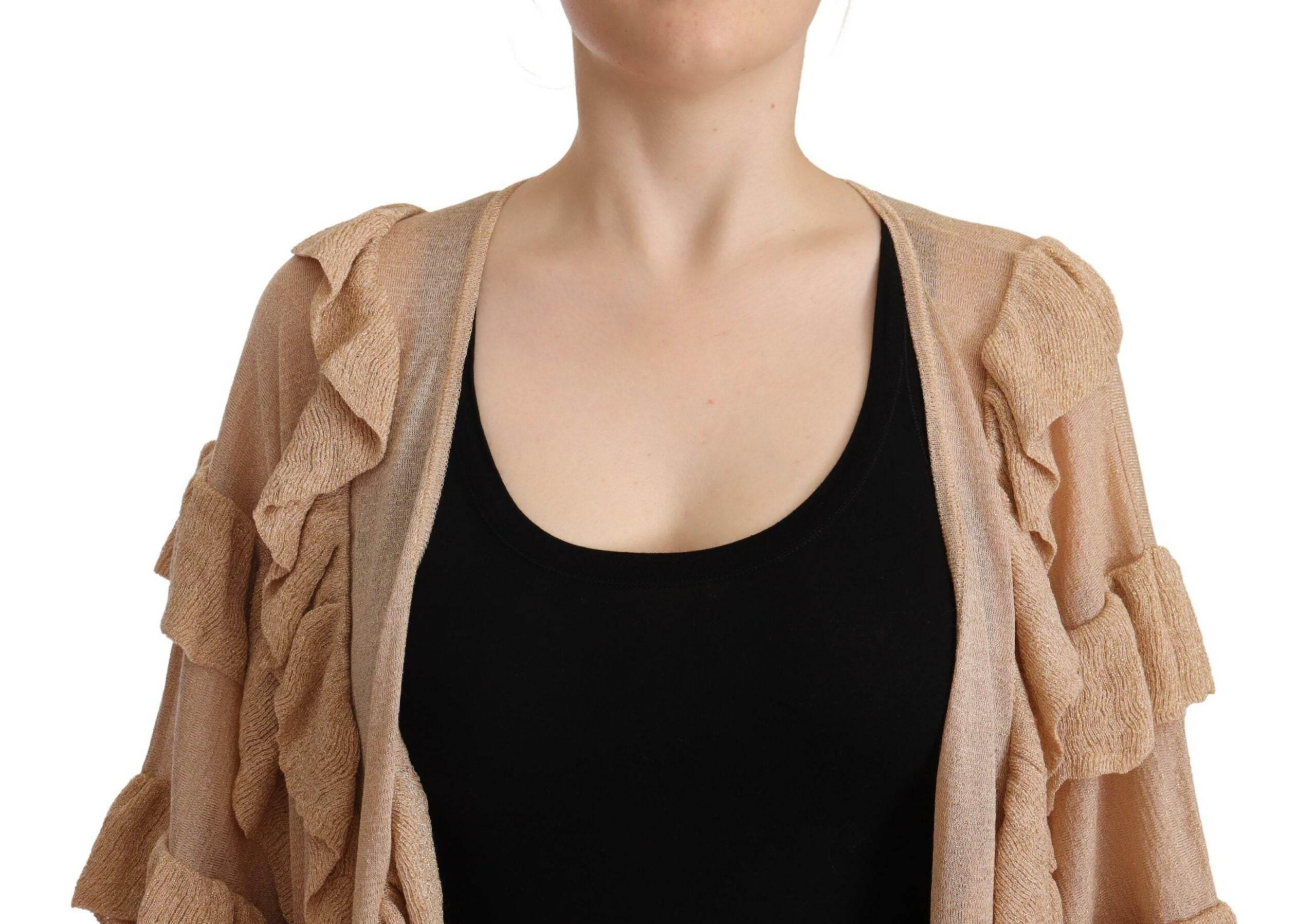 Aniye By Beige Ruffle Long Sleeves Open Front Cardigan Sweater - Hilstor