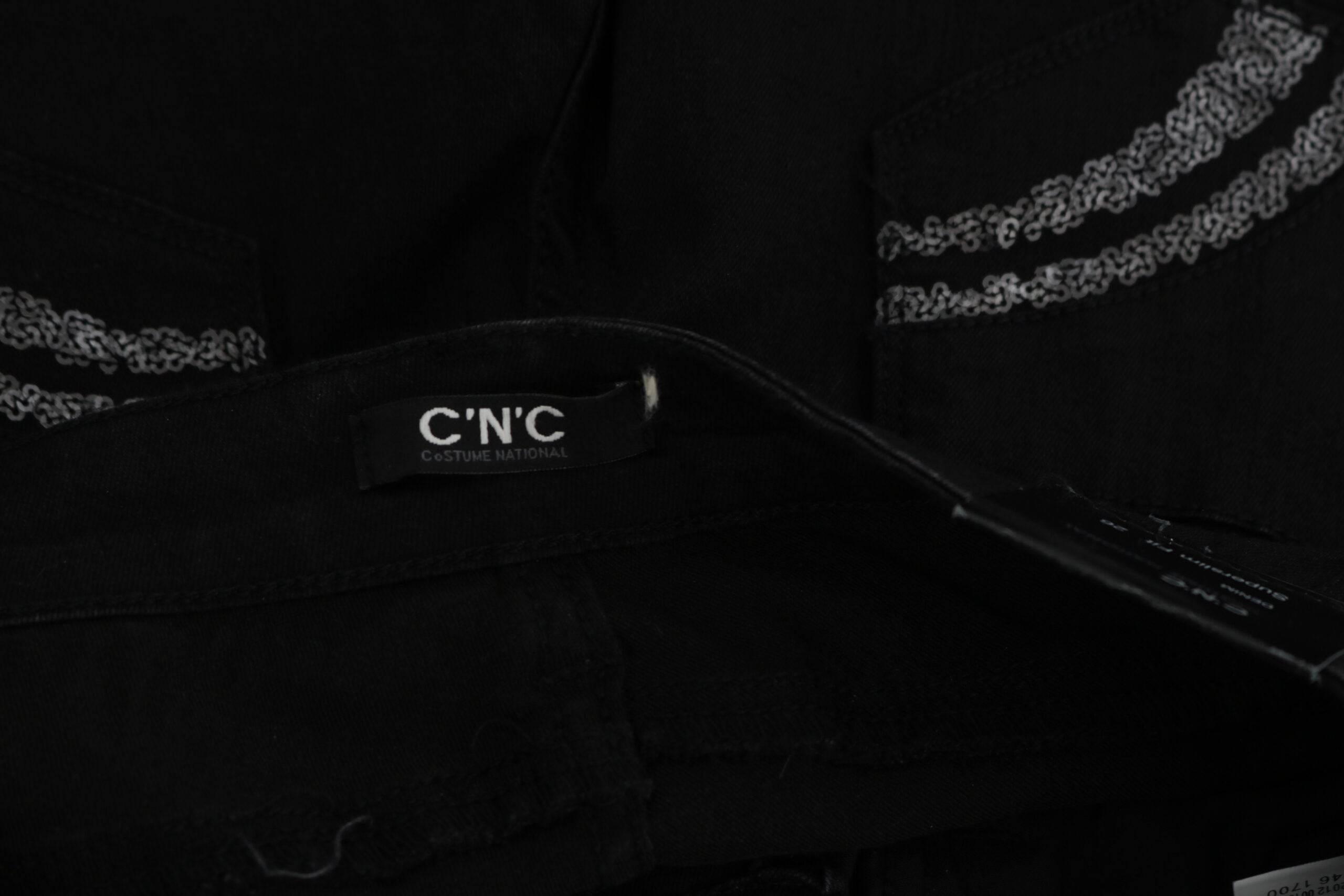 Costume National Black Sequined Mid Waist Slim Fit Denim Jeans - Hilstor