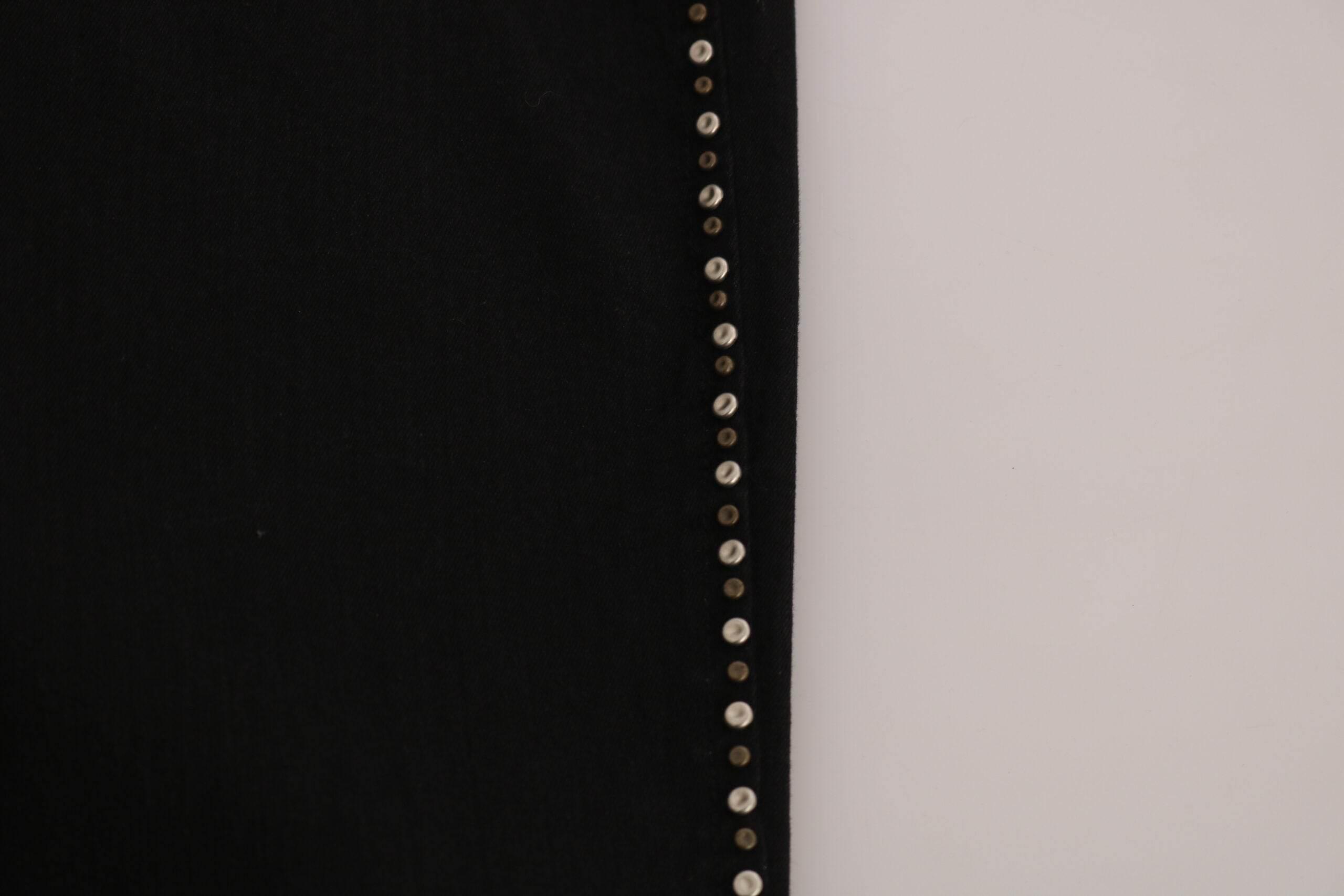 Costume National Black Embellished Mid Waist Skinny Denim Jeans - Hilstor