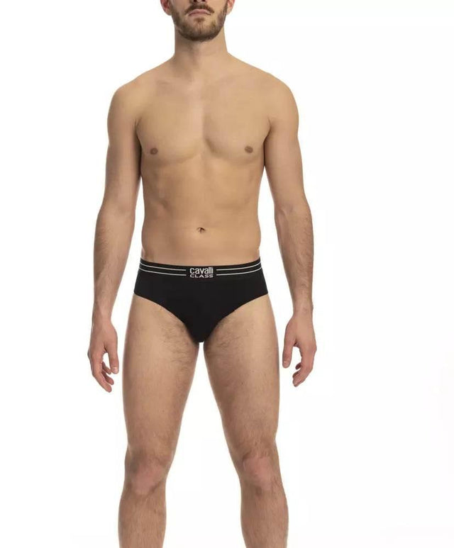 Cavalli Class Black Cotton Men Underwear Pack - Hilstor