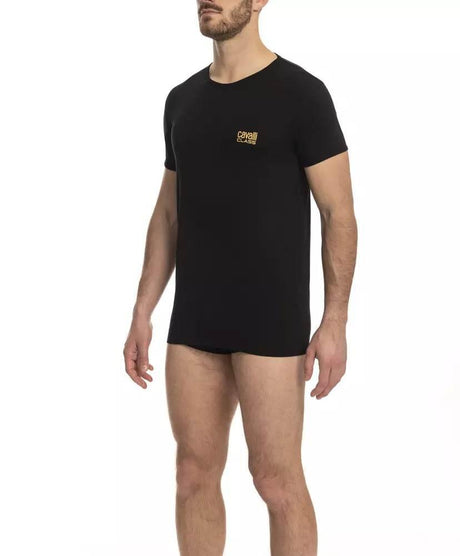 Cavalli Class Black Cotton Men's T-Shirt - Hilstor