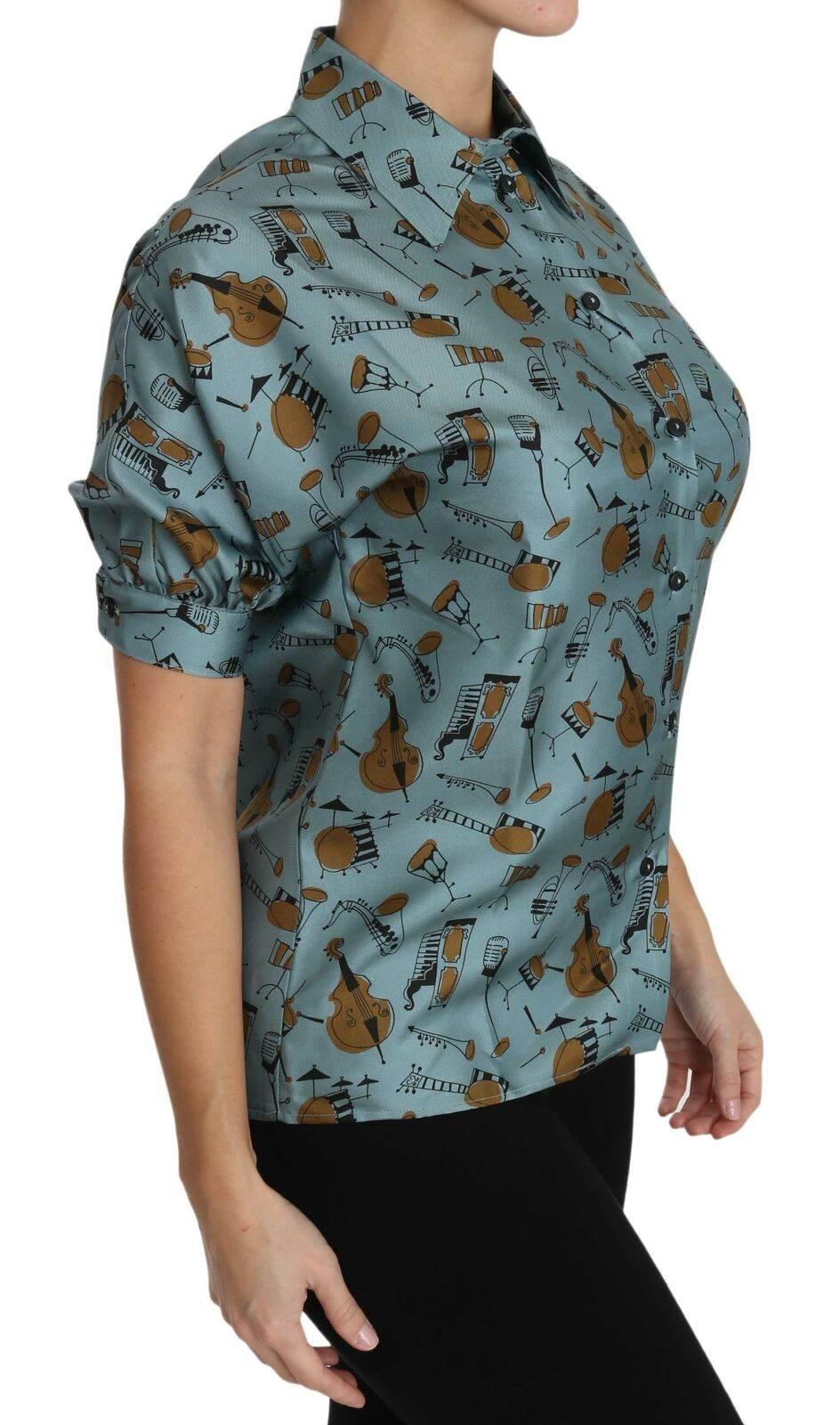 Dolce & Gabbana Elegant Multicolor Silk Blouse with Collar - Hilstor