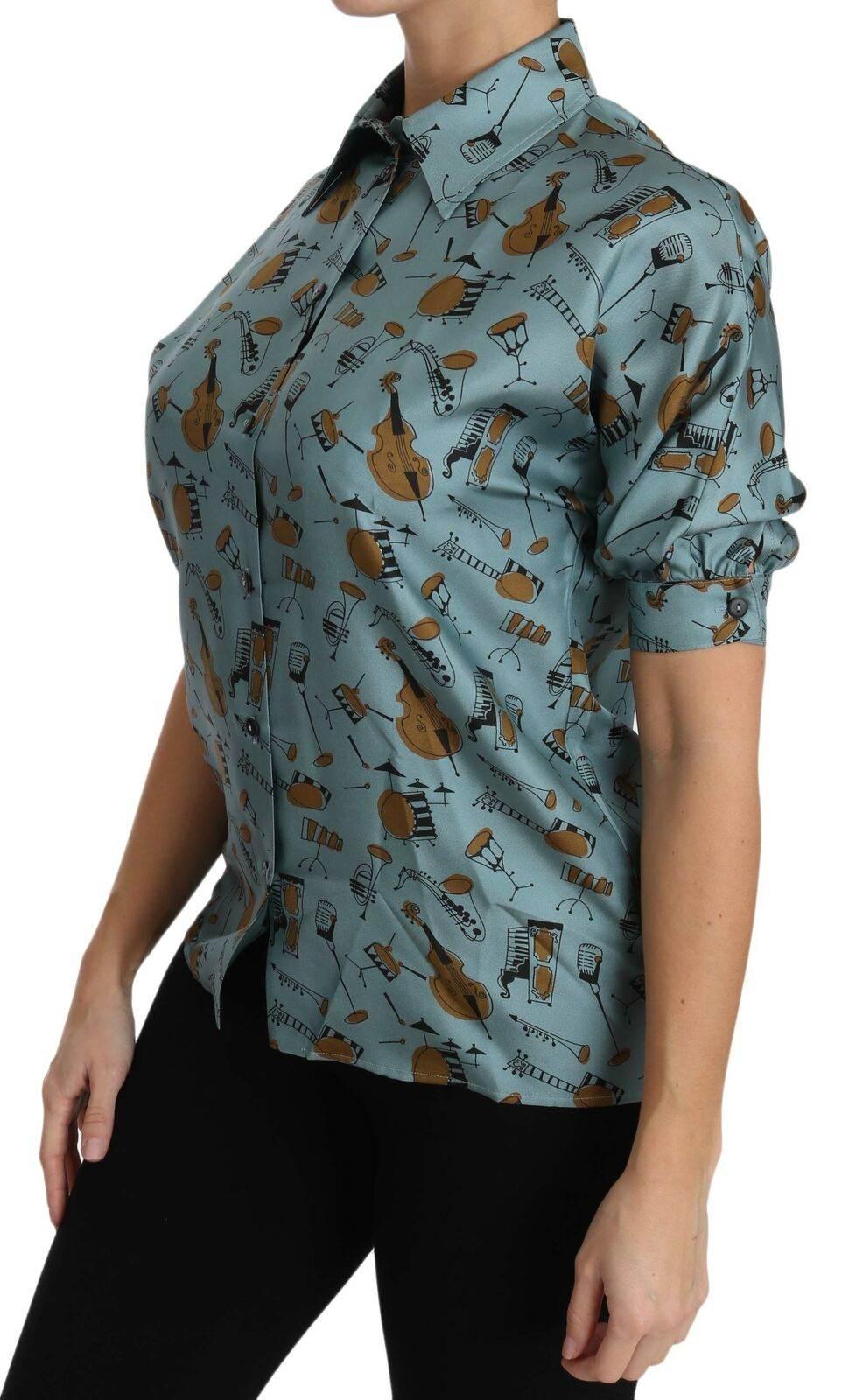 Dolce & Gabbana Elegant Multicolor Silk Blouse with Collar - Hilstor