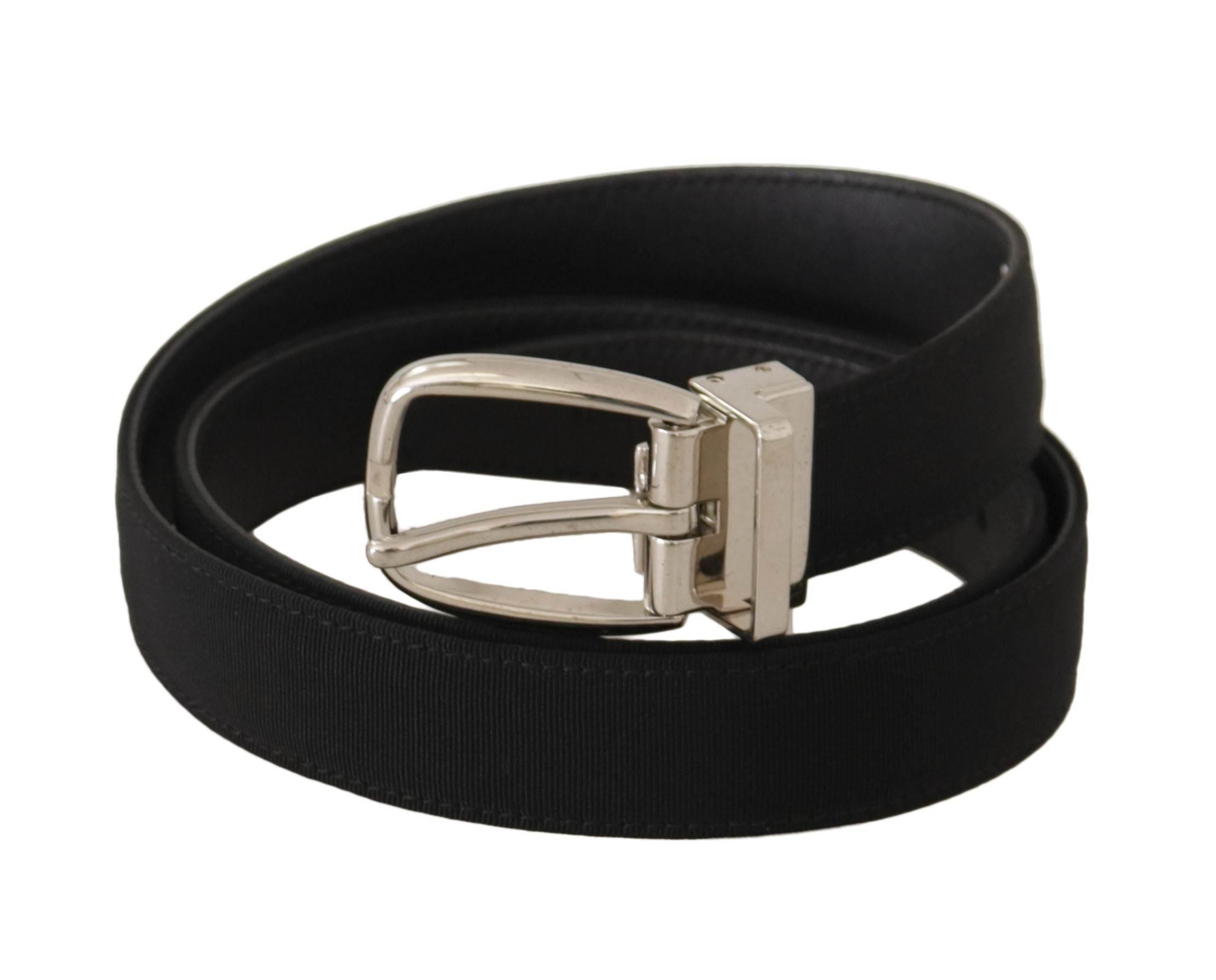 Dolce & Gabbana Belt Black Calf Leather Silver Tone Metal Buckle - Hilstor