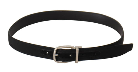 Dolce & Gabbana Belt Black Calf Leather Silver Tone Metal Buckle - Hilstor