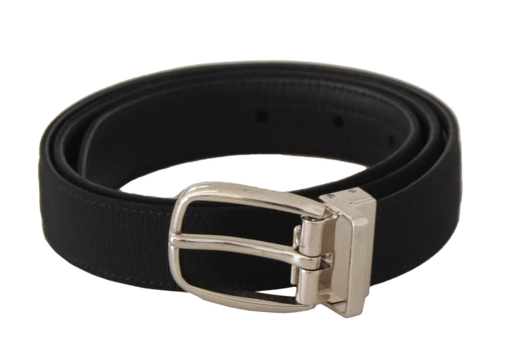Dolce & Gabbana Belt Black Calf Leather Silver Tone Metal Buckle - Hilstor