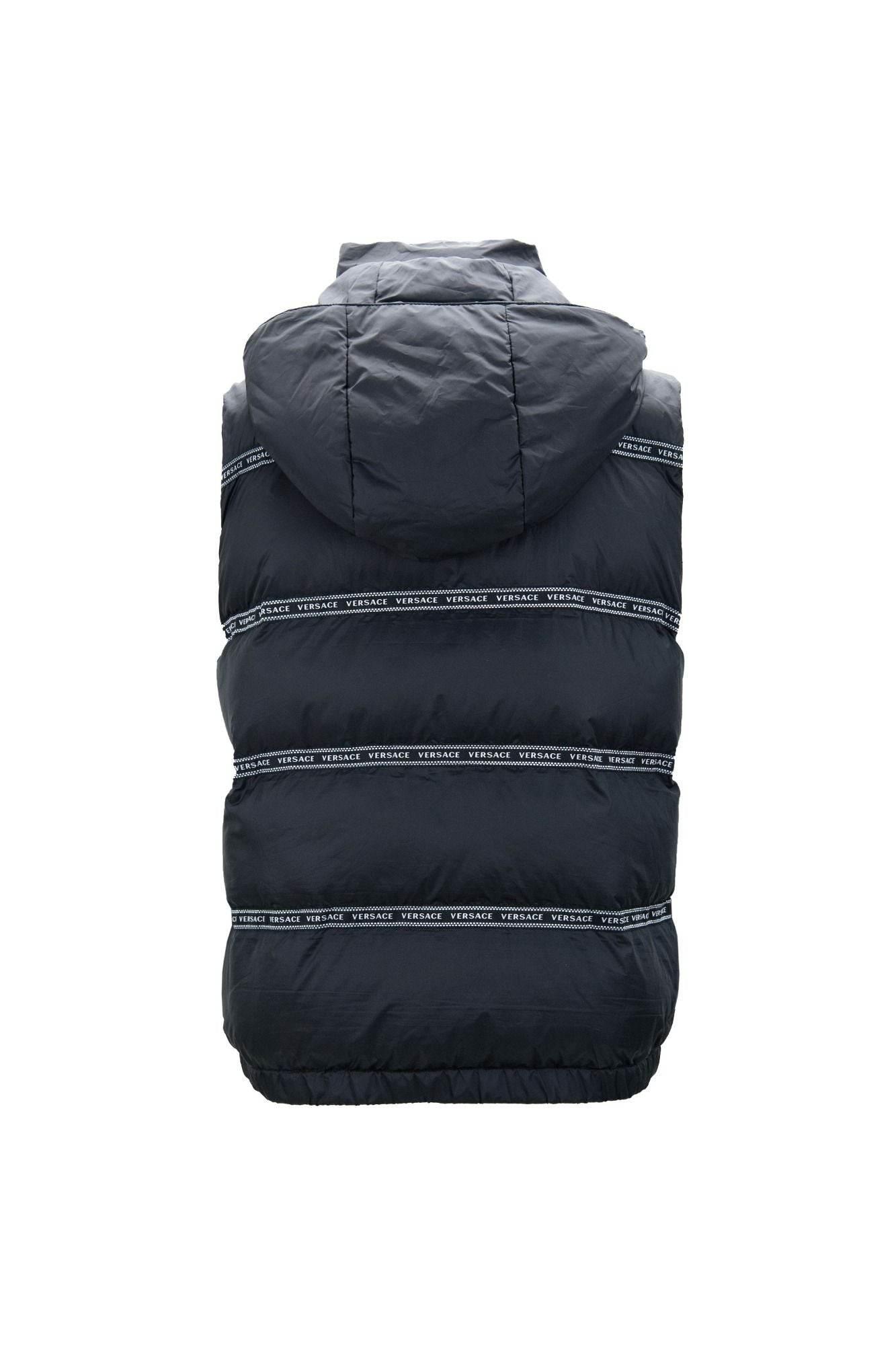 Versace Elegant Black Logo Band Vest with Detachable Hood - Hilstor