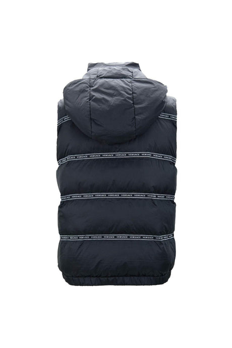 Versace Elegant Black Logo Band Vest with Detachable Hood - Hilstor