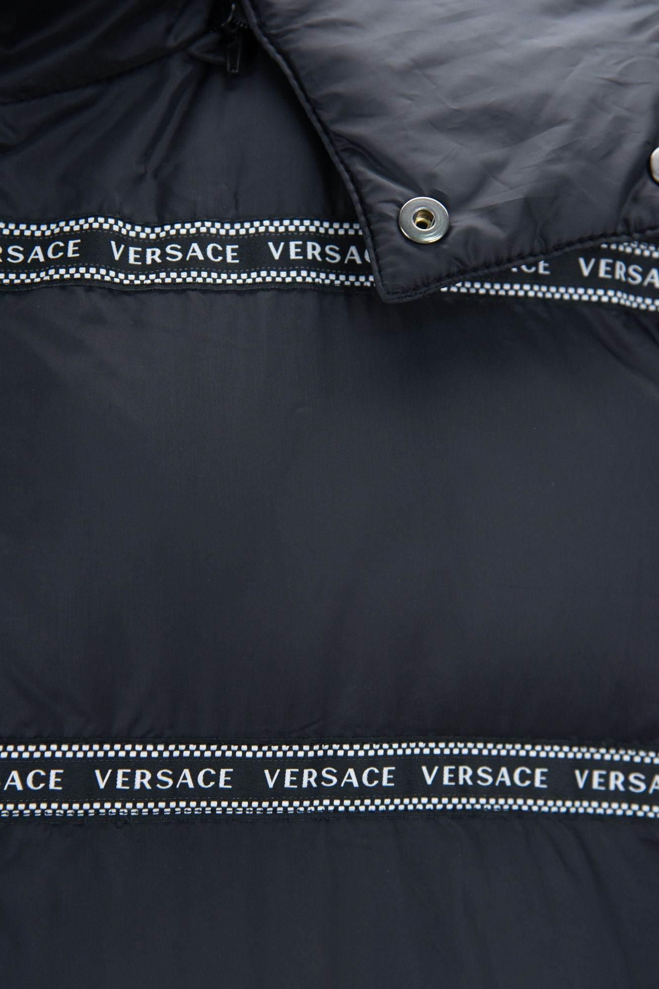 Versace Elegant Black Logo Band Vest with Detachable Hood - Hilstor