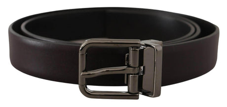 Dolce & Gabbana Dark Purple Leather Box Borchia Metal Buckle Belt - Hilstor