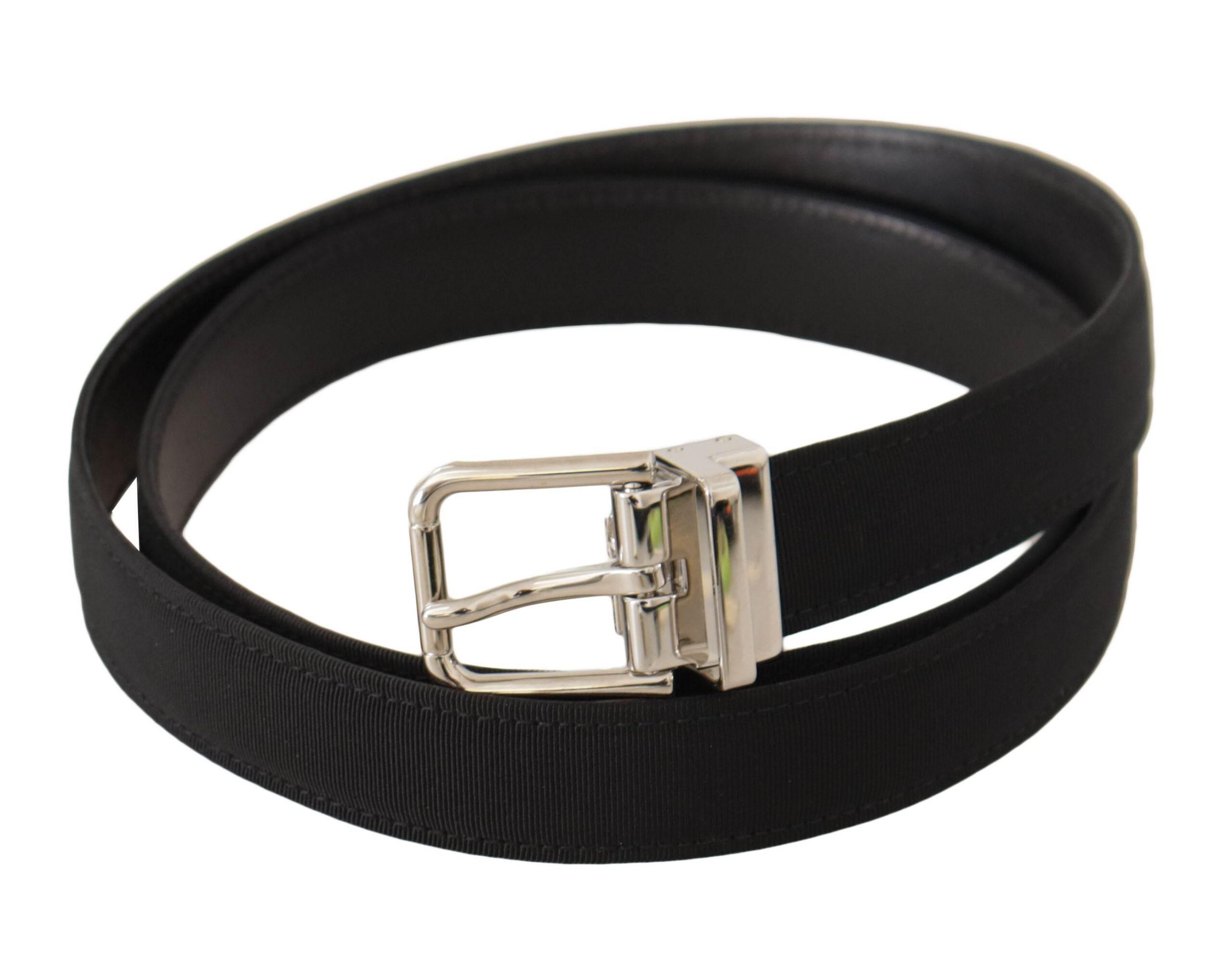 Dolce & Gabbana Elegant Black Canvas and Leather Belt - Hilstor