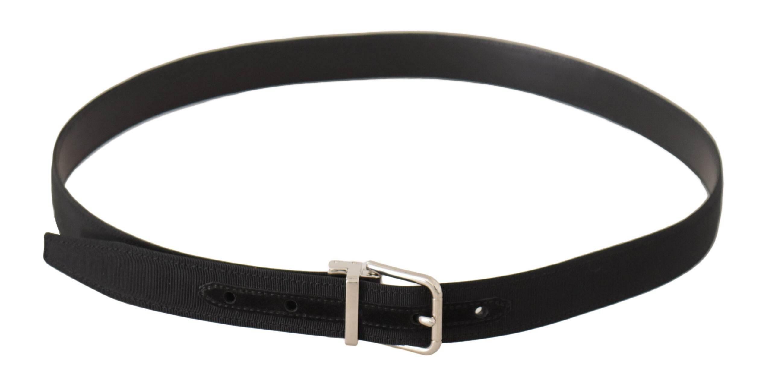 Dolce & Gabbana Elegant Black Canvas and Leather Belt - Hilstor