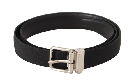Dolce & Gabbana Elegant Black Canvas and Leather Belt - Hilstor