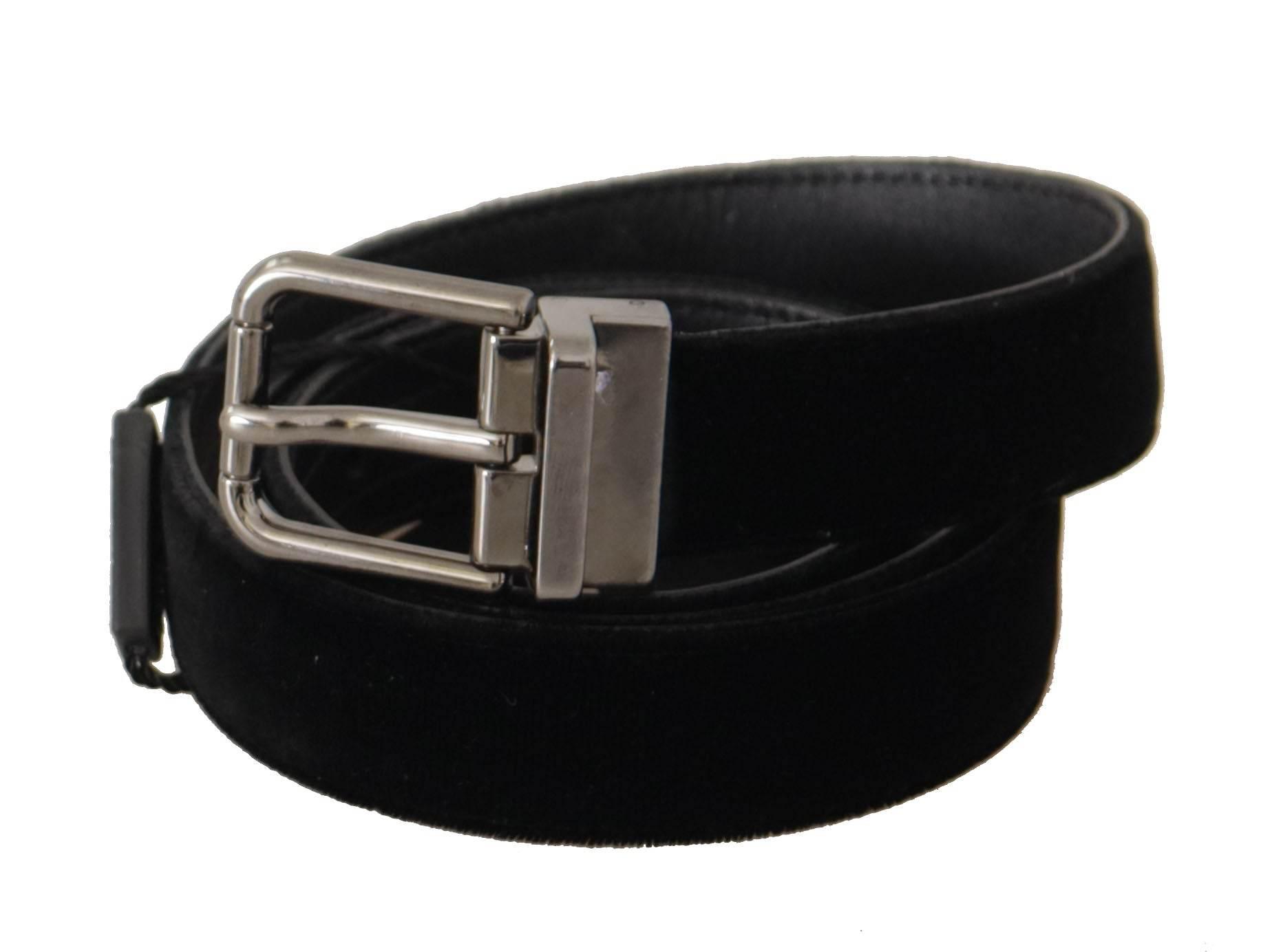 Dolce & Gabbana Black Cotton Silver Tone Metal Buckle Belt - Hilstor