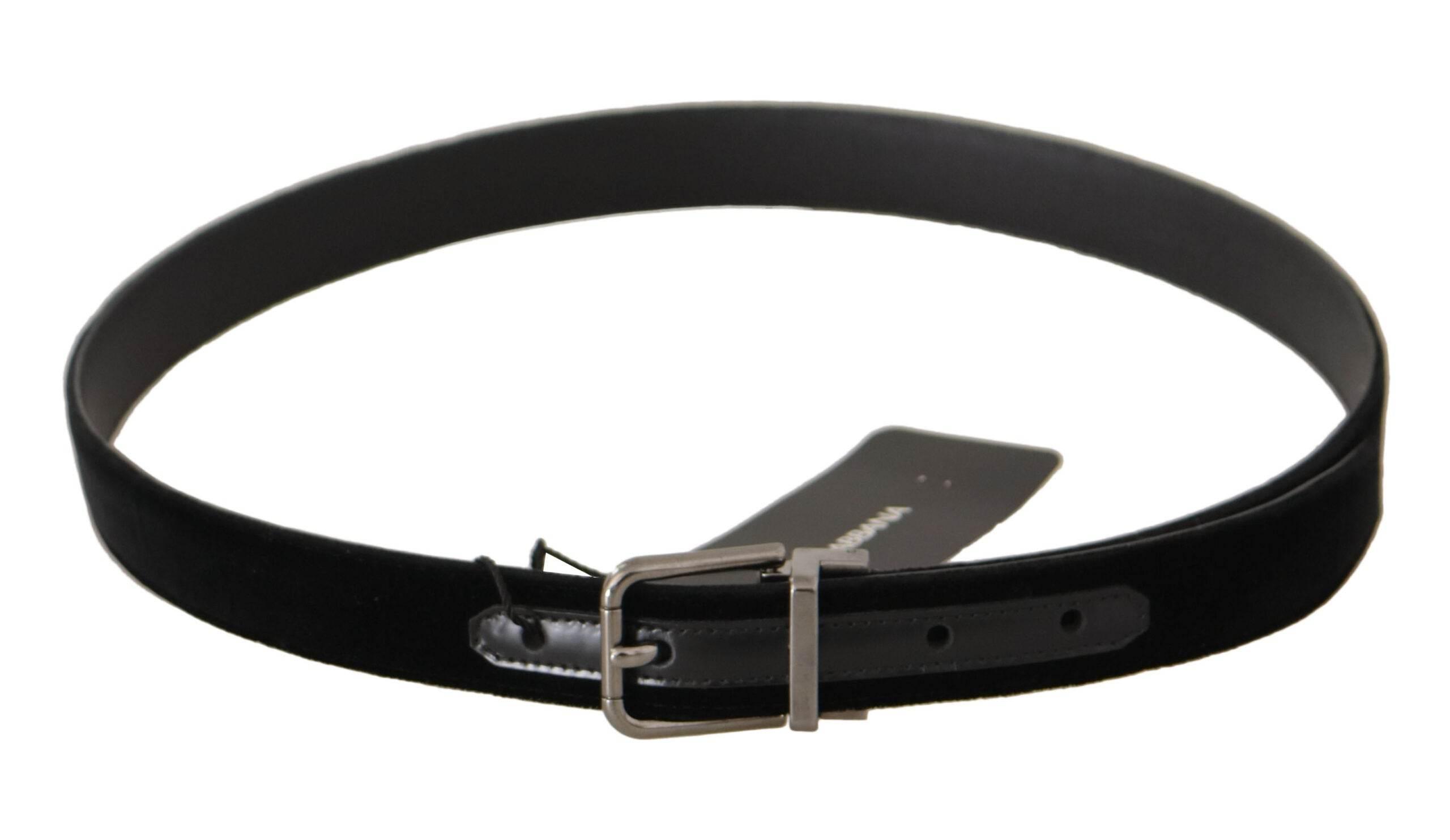 Dolce & Gabbana Black Cotton Silver Tone Metal Buckle Belt - Hilstor