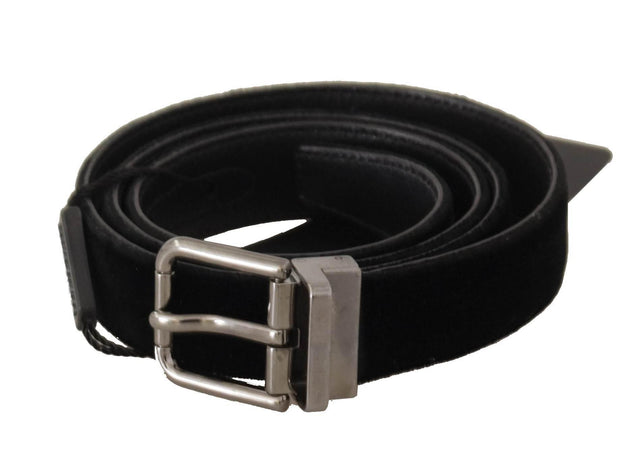 Dolce & Gabbana Black Cotton Silver Tone Metal Buckle Belt - Hilstor