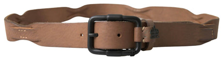 Ermanno Scervino Elegant Brown Leather Waist Belt with Black Metal Buckle - Hilstor