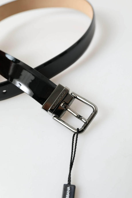Dolce & Gabbana Elegant Black Leather Belt with Metal Buckle - Hilstor