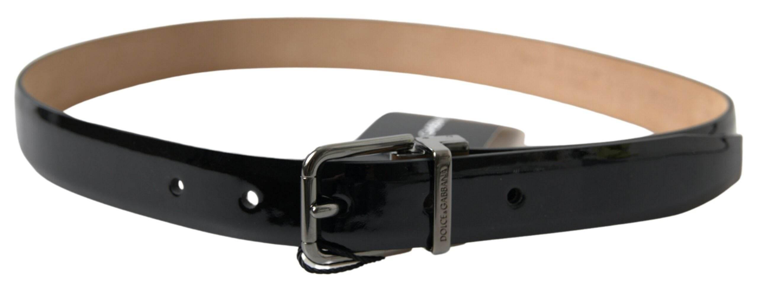 Dolce & Gabbana Elegant Black Leather Belt with Metal Buckle - Hilstor