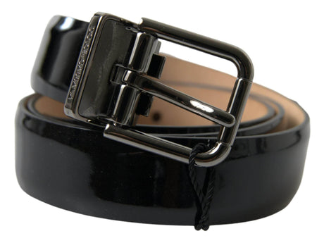Dolce & Gabbana Elegant Black Leather Belt with Metal Buckle - Hilstor