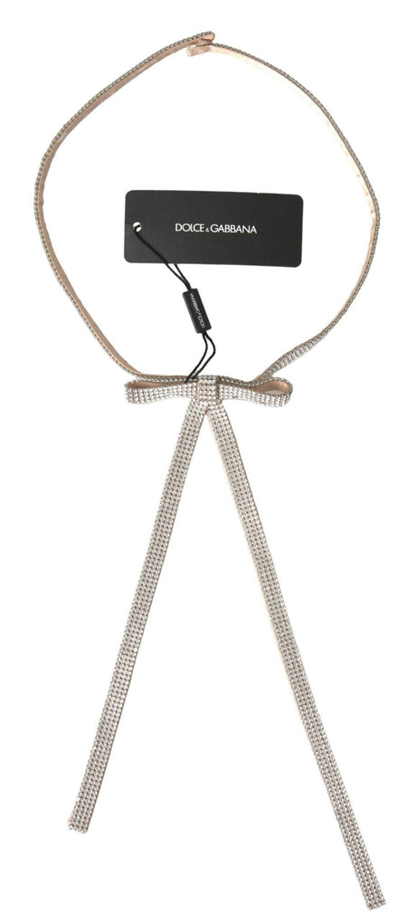 Dolce & Gabbana Elegant Crystal Skinny Silk Bow Belt - Hilstor