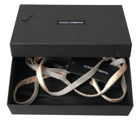 Dolce & Gabbana Elegant Crystal Skinny Silk Bow Belt - Hilstor