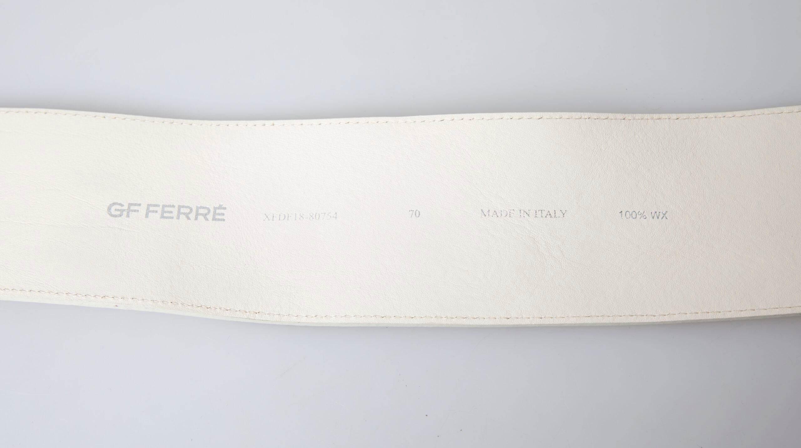 GF Ferre Off White Waxed Cotton Wide Fashion Waistband Belt - Hilstor