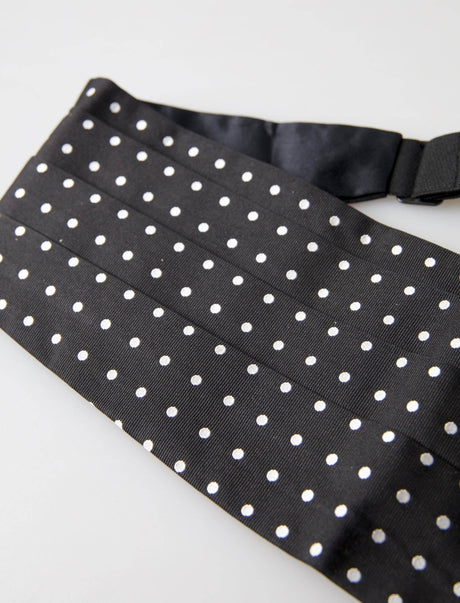 Dolce & Gabbana Elegant Silk Black & White Polka Dot Cummerbund - Hilstor