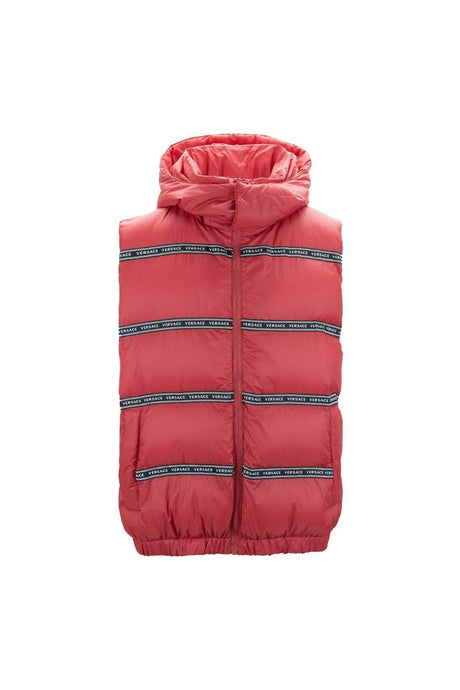 Elegant Red Versace Logo Vest with Detachable Hood - Hilstor