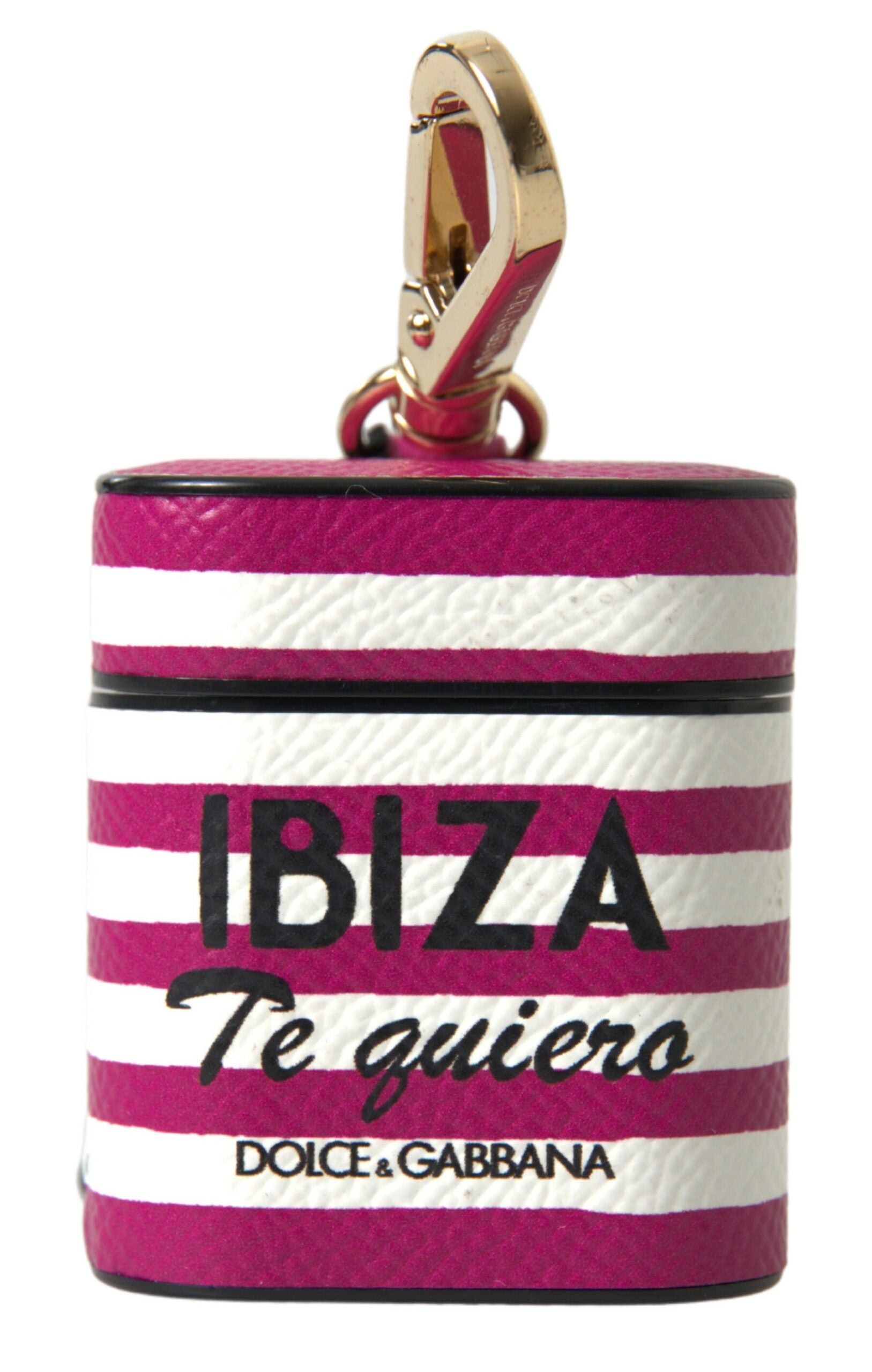 Dolce & Gabbana Fuchsia Dauphine læder-etui til Airpods med logo