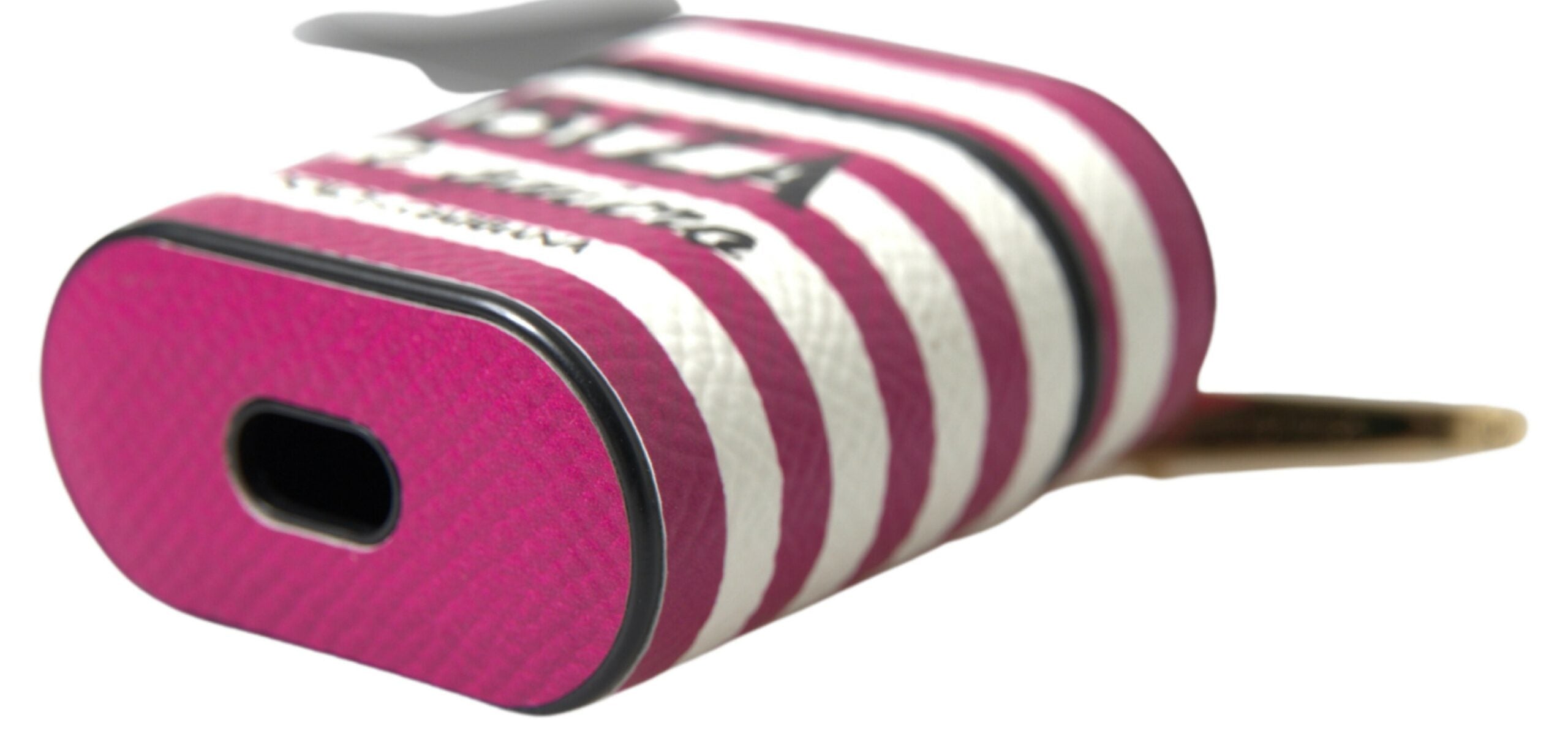 Dolce & Gabbana Fuchsia Dauphine læder-etui til Airpods med logo